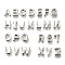 26Pcs Brass Charms, Letter A~Z, Platinum, 8~9x4.5~10x2.5~3mm, Hole: 1.2mm