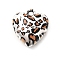 Acrylic Pendants, Heart-shaped with Leopard Print Pattern, with Loop, Silver, 27x24.5x13mm, Hole: 2.5mm