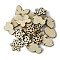 100Pcs Wood Cabochons, Snowflake/Rabbit/Butterfly, Beige, 19.5~23x15.5~22.5x2.5mm, 100pcs/set