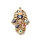 304 Stainless Steel Enamel Charms, Hamsa Hand with Evil Eye, Ion Plating(IP), Real 18K Gold Plated, Colorful, 24.5x16x2mm, Hole: 1.5mm