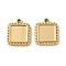 304 Stainless Steel Pendant Cabochon Settings, Square, Ion Plating(IP), Real 18K Gold Plated, Tray: 8x8mm, 15x12.5x2.5mm, Hole: 1.2mm