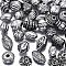 CCB Plastic Beads, for DIY Jewelry Making, Mixed Shapes, Antique Silver, 7~19x8~16x5~15mm, Hole: 1.2~4mm