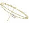 Heart & Letter Brass Crystal Rhinestone Charm Double Layer Anklets, Golden, Letter D, 8-5/8 inch(220mm)