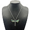 Vintage Alloy & Resin Dragonfly Pendant Necklaces, Platinum, Green