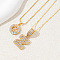 2Pcs 2 Styles Brass Pave Clear Cubic Zirconia Initial Pendant Necklace Sets, Golden, Letter Z, 17.72 inch(45cm), 1pc/style