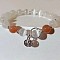 Flat Round Alloy & Cat Eye & Natural Moonstone Round Beaded Lucky Charm Bracelets for Women, Platinum, 7-1/8~8-5/8 inch(18~22cm)