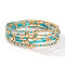 5Pcs Glass Seed Beads & CCB Beads Stretch Bracelets, Stackable Bracelets for Women, Turquoise, Inner Diameter: 6-1/2 inch(16.5cm)