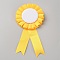Award Ribbon Shape Iron Badge Pins, Plastic Button Pin Brooches for Party Accessory, Gold, 155x75mm