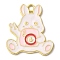 Zinc Alloy Enamel Pendants, Rabbit Charms, Golden, Pink, 27.5x24x1.3mm, Hole: 2.2mm