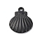 Ion Plating(IP) 304 Stainless Steel Pendants, Shell Charm, Black, 20.5x16x2.5mm, Hole: 1.6mm