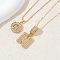 2Pcs 2 Styles Brass Pave Clear Cubic Zirconia Initial Pendant Necklace Sets, Golden, Letter N, 17.72 inch(45cm), 1pc/style