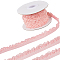 10 Yards Polyester Elastic Lace Trim, Single Edged Flower Trimming, for Clothes Sewing, Pink, 1/2 inch(12mm), about 10.00 Yards(9.14m)/Roll