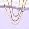 304 Stainless Steel Crystal Rhinestone 3 Layered Necklaces for Women, Ion Plating(IP), Golden, 14.96 inch(38cm)