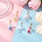 5Pcs Angel Glass & Acrylic Pendant Decorations, with Alloy Lobster Claw Clasps, Mixed Color, 48mm