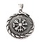 316 Surgical Stainless Steel  Pendants, Antique Silver, Flat Round Charms, Vegvisir, 43x38.5x4mm, Hole: 8.5x4mm