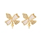 Brass Micro Pave Cubic Zirconia Shell Stud Earrings Findings, for Half Drilled Beads, with Ear Nuts, Windmill, Cadmium Free & Lead Free, Rack Plating, Long-Lasting Plated, Real 18K Gold Plated, 16.5x15.5mm, Pin: 0.7x11.5mm