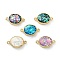 Brass Pendants with Synthetic Opal, Oval Charms, Rack Plating, Mixed Color, 15.5x9x4mm, Hole: 1mm