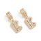 Brass Micro Pave Cubic Zirconia Pendants, Long-Lasting Plated, Letter, Clear, Letter.K, 32.8mm, Hole: 6.5x9mm, Letter.K: 19x12x3.5mm