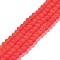 Transparent Glass Beads Strands, Faceted, Frosted, Rondelle, Tomato, 10mm, Hole: 1mm, about 60~61pcs/strand, 46~48cm