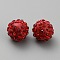 Handmade Polymer Clay Rhinestone Beads, Pave Disco Ball Beads, Round, Indian Red, 11.5~12mm, Hole: 1.8mm