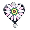 Alloy Enamel Connector Charms, Heart-Shaped Links with Flower Pattern, Platinum, Colorful, 20x16mm