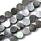 Natural Black Lip Shell Beads Strands, Flat Round, 8x3.5mm, Hole: 1mm, about 38pcs/strand, 15.67''(39.8cm)