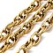 Ion Plating(IP) 304 Stainless Steel Textured Oval Link Chains, with Spool, Unwelded, Golden, 14.5x10.5x2.5mm