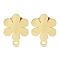 Flower Ion Plating(IP) 304 Stainless Steel Stud Earring Findings, with Loop, Golden, 11.5x8.5mm, Hole: 1.2mm, Pin: 0.8x11mm