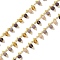 Brass & Glass Link Chain, with Spool, Long-Lasting Plated, Cadmium Free & Lead Free, Soldered, Real 18K Gold Plated, Mixed Color, 3x2x1mm