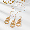 Three Round Alloy Dangle Earrings & Pendant Necklaces Set, Golden, 470mm