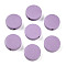 Painted Natural Wood Beads, Flat Round, Lilac, 15~15.5x5mm, Hole: 2mm