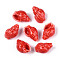 Handmade Printed Porcelain Beads, Conch Shape, Bright Glazed Porcelain, Red, 20~21x13~14x11.5~12mm, Hole: 1.2~1.5mm