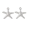 Tibetan Style Alloy Pendants, Cadmium Free & Nickel Free & Lead Free, Starfish/Sea Stars, Platinum, 19.5x19x2mm, hole: 2mm.