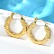 304 Stainless Steel Hoop Earrings for Women, Ion Plating(IP), Oval with Groove, Real 18K Gold Plated, 25.5x24x3mm