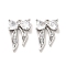 Brass Micro Pave Clear Cubic Zirconia Charms, with Glass, Bowknot, Real Platinum Plated, 13.5x9x3mm, Hole: 1.4mm