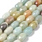 Natural Flower Amazonite Beads Strands, Faceted, Oval, 13.5~14.5x9~10.5mm, Hole: 0.7~0.8mm, about 28pcs/strand, 15.39~15.43 inch(39.1~39.2cm)