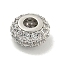 Rack Plating Brass Micro Pave Cubic Zirconia Beads, Long-Lasting Plated, Lead Free & Cadmium Free, Rondelle, Platinum, Clear, 9.5x5mm, Hole: 3mm