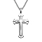 Stainless Steel Box Chains Necklaces, with Alloy Pendants, Cross, Stainless Steel Color, 23.62 inch(60cm)