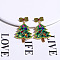 Christmas Trees with Bowknot Alloy Dangle Stud Earrings for Women, with 316 Surgical Stainless Steel Pins & Plastic & Acrylic, Green, 53x33mm