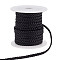 Microfibe Imitation Leather Braided Cord, Flat, Black, 4mm