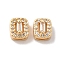 Brass Micro Pave Clear Cubic Zirconia Beads, Rectangle, Real 18K Gold Plated, 7x6x4.5mm, Hole: 1x4mm