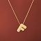 Brass Micro Pave Clear Cubic Zirconia Initial Pendant Necklaces for Women, Golden, Letter F, 15.75 inch(40cm)