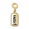 Brass Micro Pave Cubic Zirconia Pendants, Rectangle, with Enamel, Real 18K Gold Plated, Faith, 32mm, Hole: 5mm
