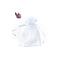 Rectangle Organza Drawstring Gift Storage Bags, White, 9x7cm