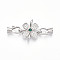 925 Sterling Silver Micro Pave Cubic Zirconia Fold Over Clasps, with S925 Stamp, Flower, Platinum, 39x20x5.5mm, Hole: 3.5mm, flower: 20x20x5.5mm, Clasps: 12.5x7x5
