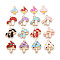 Alloy Enamel Pendants, Mushroom, Light Gold, Mixed Color, 15~23x13~19x1.5~3mm, Hole: 1.5~2mm
