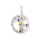 Luminous 925 Sterling Silver Rhinestone Constellation Charms, Glow in the Dark Enamel Constellation Charms with Oval Jump Rings, Antique Silver, Cancer, 11.5x2mm, Hole: 4x5mm
