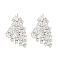 925 Sterling Silver Micro Pave Clear Cubic Zirconia Stud Earrings, Triangle, Real Platinum Plated, 20x12mm