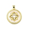 Brass Micro Pave Cubic Zirconia Pendants, with Shell, Flat Round, Cadmium Free & Lead Free, Rack Plating, Long-Lasting Plated, Real 18K Gold Plated, Seashell Color, 28x25.5x4mm, Hole: 4x5mm
