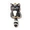 Alloy Enamel Pendants, Golden, Cat Charm, Black, 39x15.5x2mm, Hole: 2mm